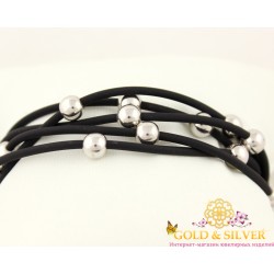 Серебряный браслет каучук с шариками  910037с